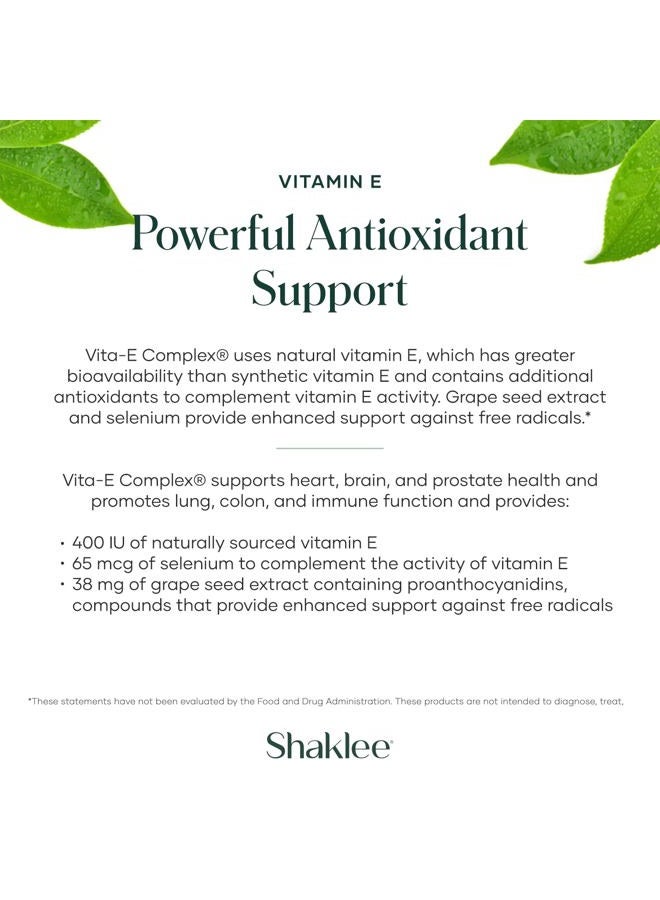 Shaklee Vitamin E - Supports Heart, Brain, and Prostate Health -Neutralizing Damage Caused by Free Radicals Vita-E® 400 IU Tablets with Selenium and Grape Seed Extract - 90 Softgels - Image 4